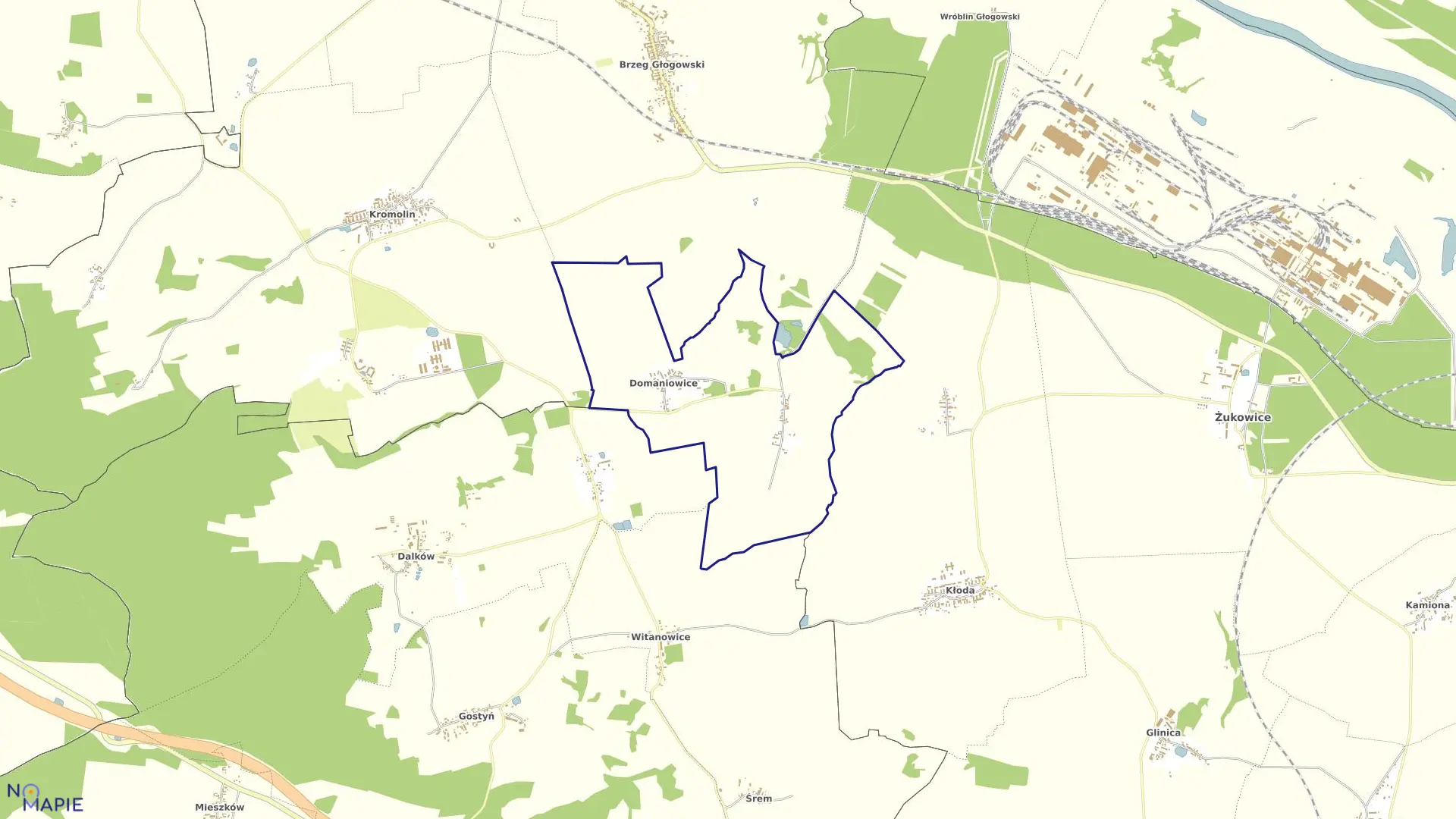 Mapa obrębu DOMANIOWICE w gminie Żukowice