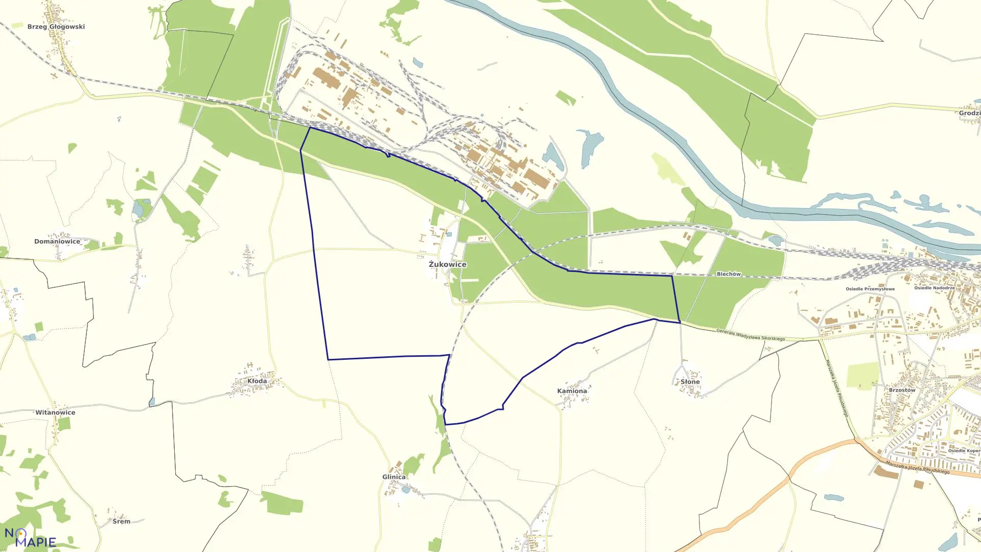 Mapa obrębu ŻUKOWICE w gminie Żukowice